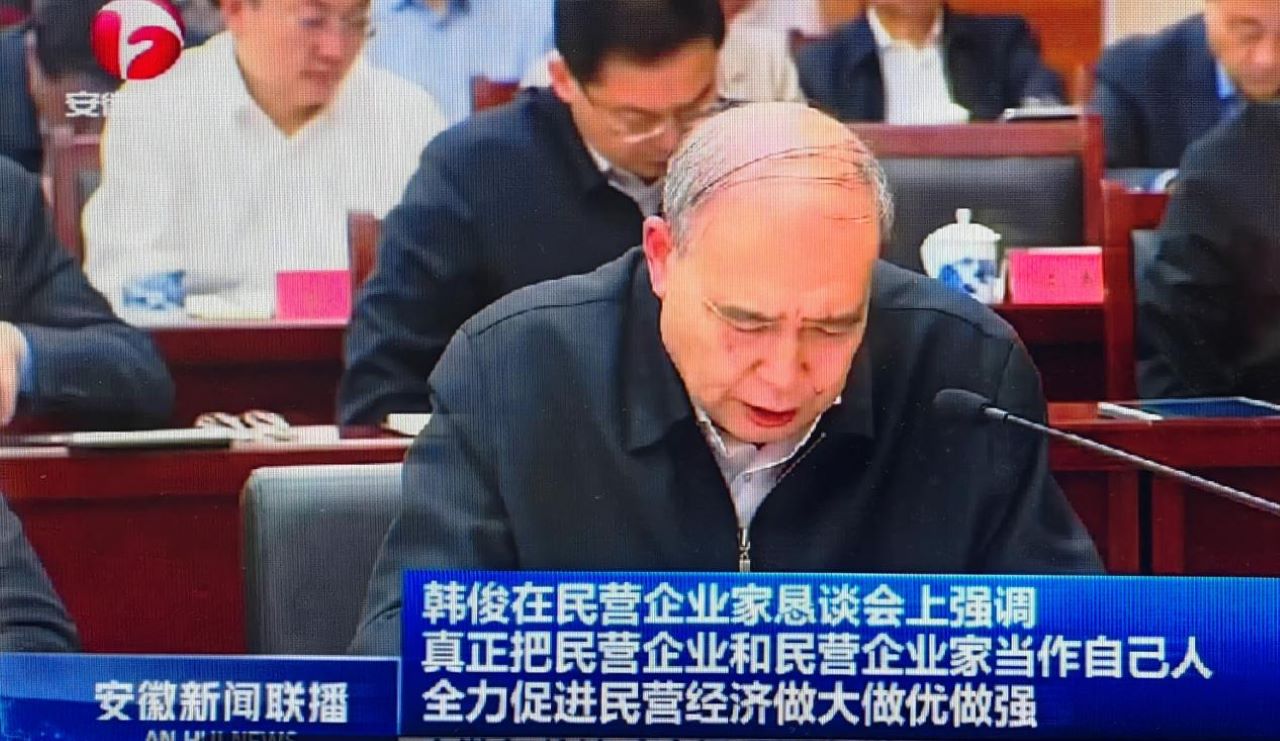 01-圖為皖南電機(jī)黨委書(shū)記、副董事長(zhǎng)管兵在作重點(diǎn)發(fā)言。（視頻截圖）